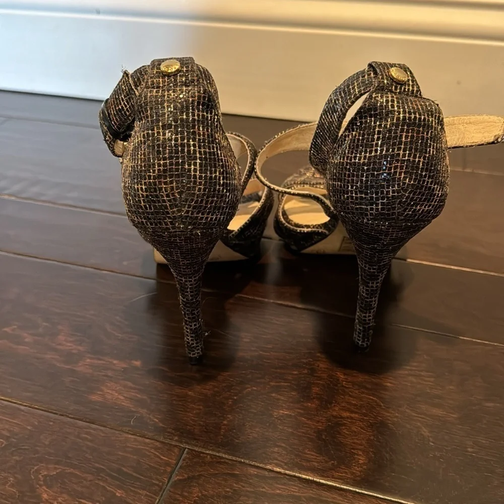 Michael Kors strappy black and gold heels 8